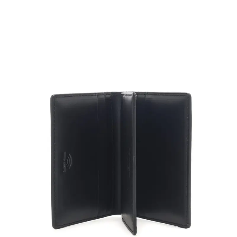 Guess portacarte a libro in verticale da uomo con logo g in metallo sul davanti nero miniatura 3