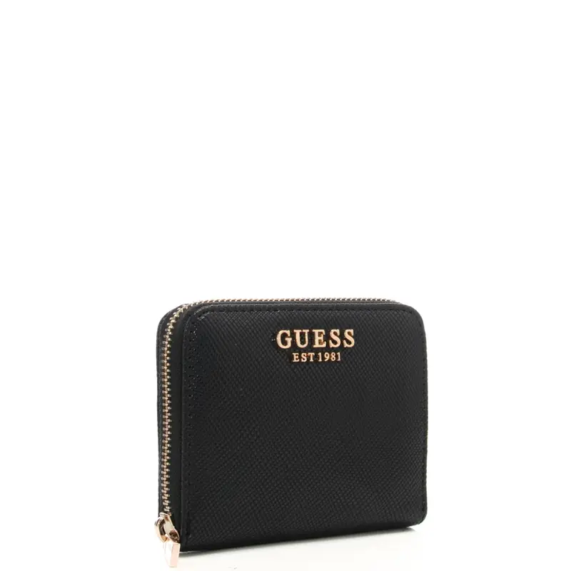 portacarte da donna con finitura martellata e logo lettering nero miniatura 2