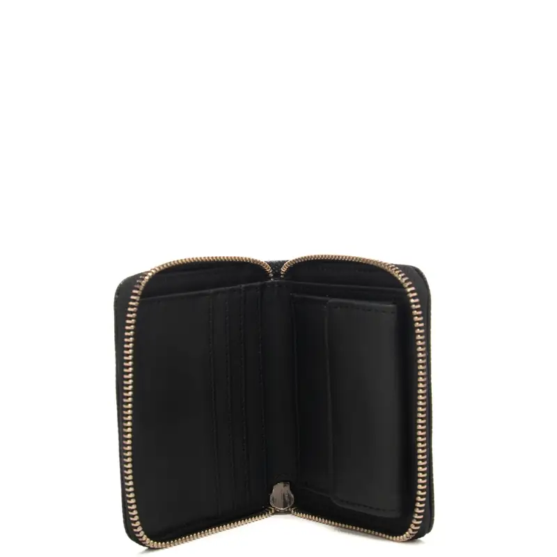 portacarte da donna con finitura martellata e logo lettering nero miniatura 3