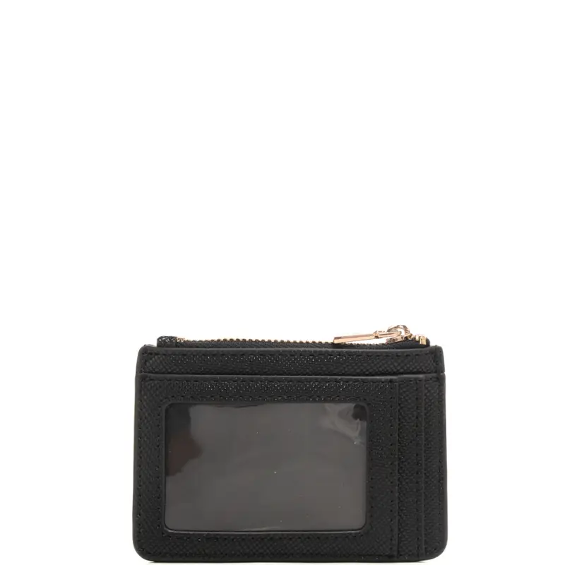 portacarte da donna con finitura martellata e tasche sul retro nero miniatura 3