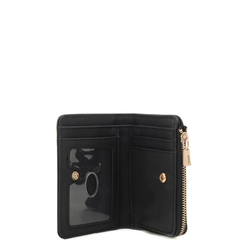 portacarte da donna con logo lettering in metallo sul davanti nero miniatura 3