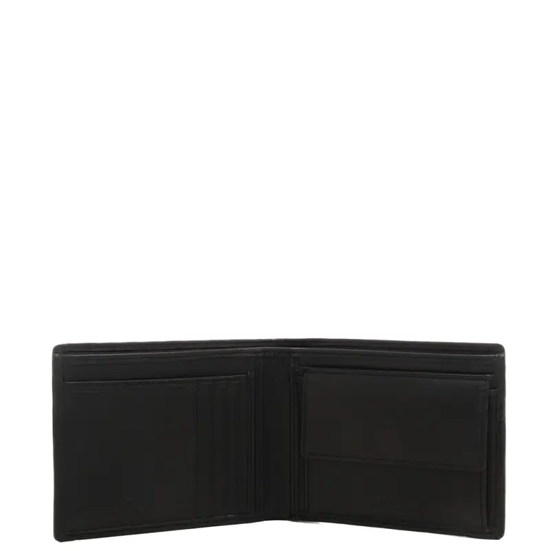 portafoglio a libro da uomo boston bifold con logo lettering stampato sul fondo nero miniatura 3