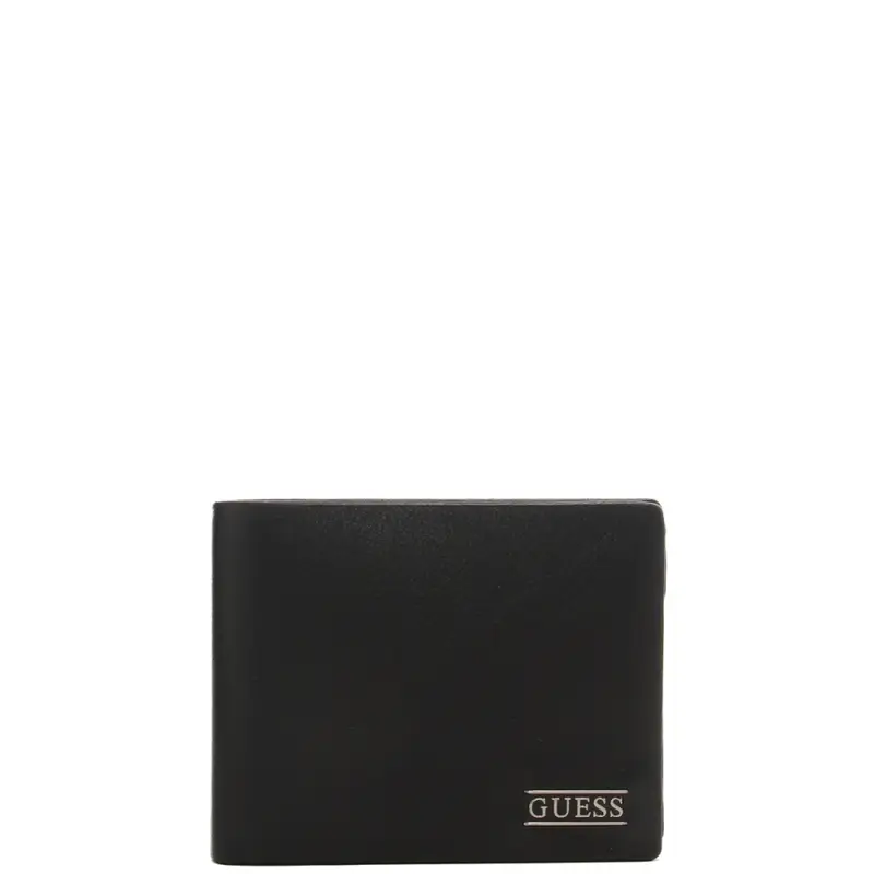 portafoglio a libro da uomo boston bifold con logo lettering stampato sul fondo nero