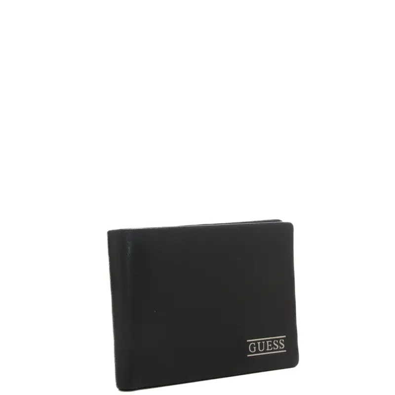 portafoglio a libro piccolo da uomo boston bifold con logo lettering stampato sul fondo nero miniatura 2