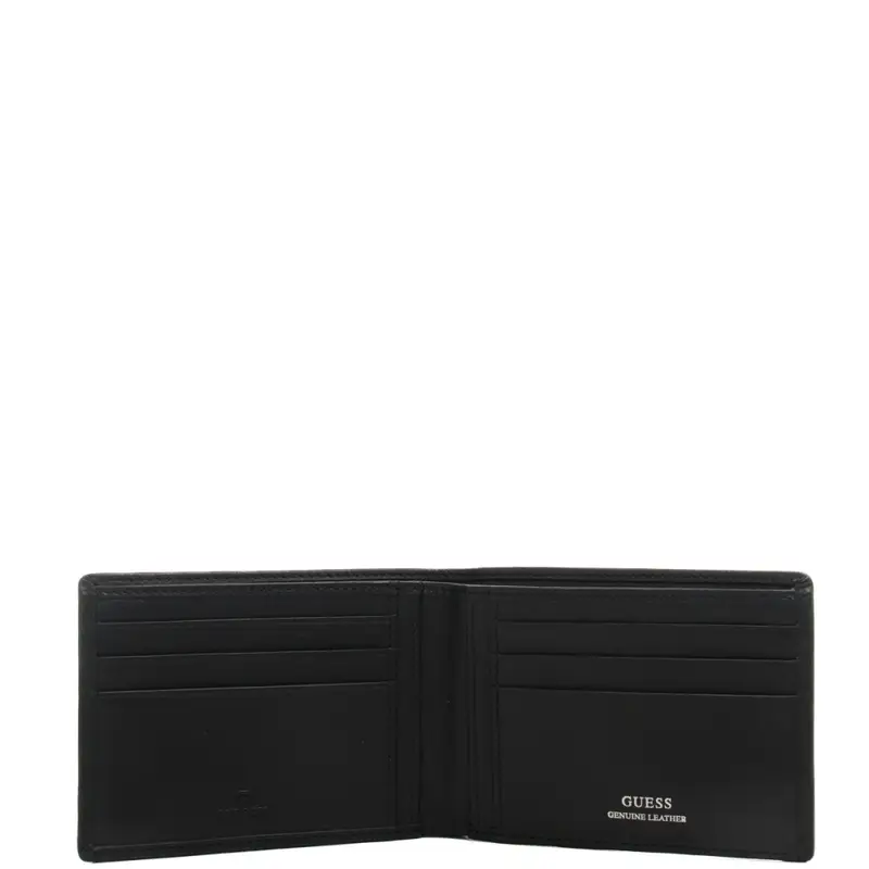 portafoglio a libro piccolo da uomo boston bifold con logo lettering stampato sul fondo nero miniatura 3