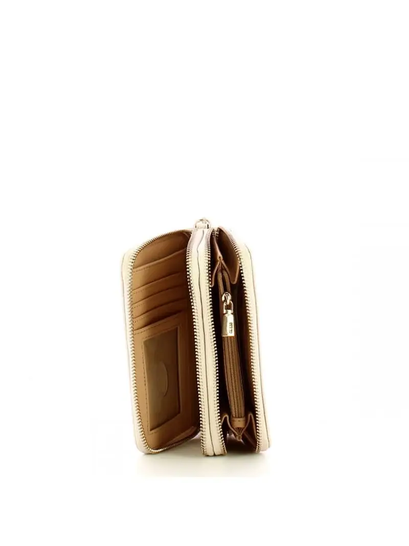 Guess portafoglio avorio donna in ecopelle saffiano logo in metallo miniatura 2