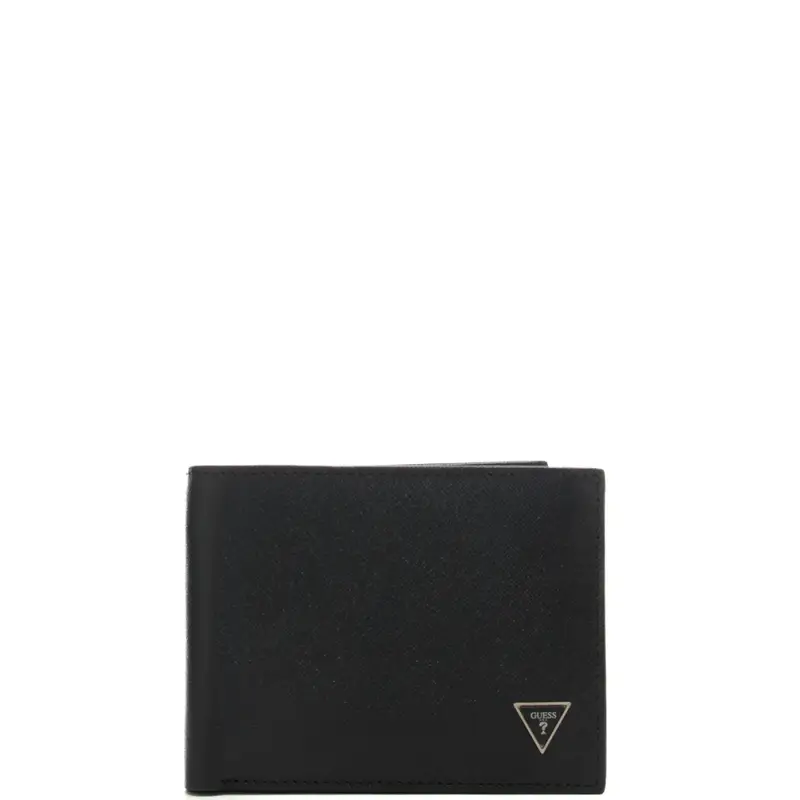 portafoglio da uomo milano bifold double con mini triangolo logato sul davanti nero
