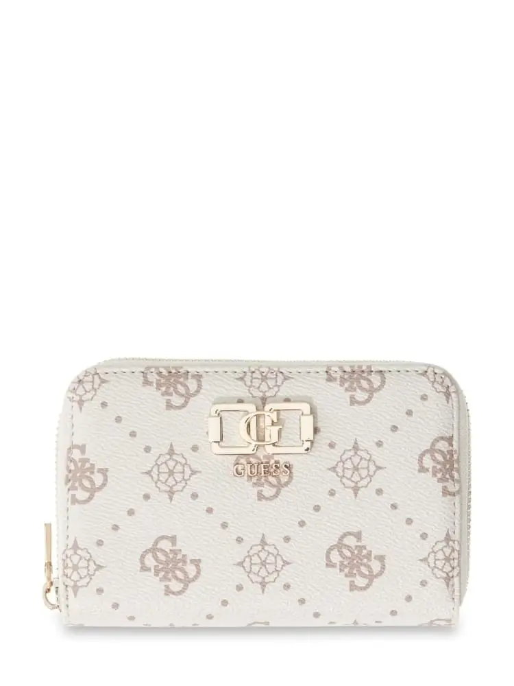 portafoglio donna emelie bianco con logo beige all-over