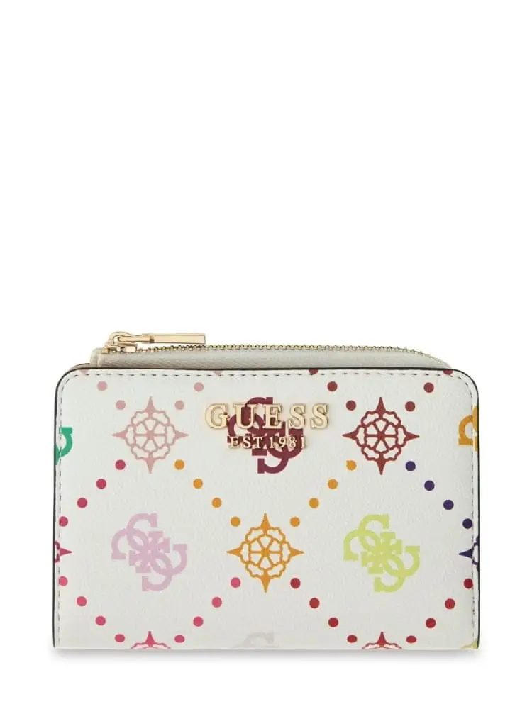 portafoglio donna emelie bianco con logo multicolor all-over