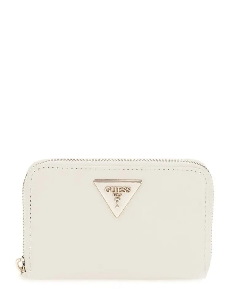 portafoglio donna medio zip around in ecopelle saffiano panna