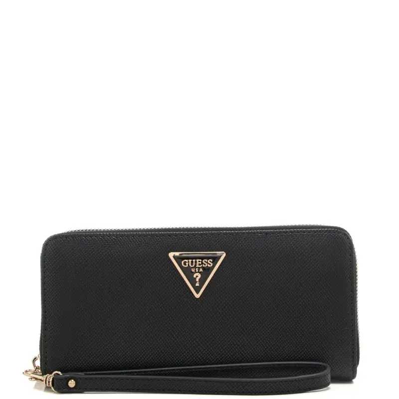 portafoglio grande da donna con triangolo logato sul davanti nero