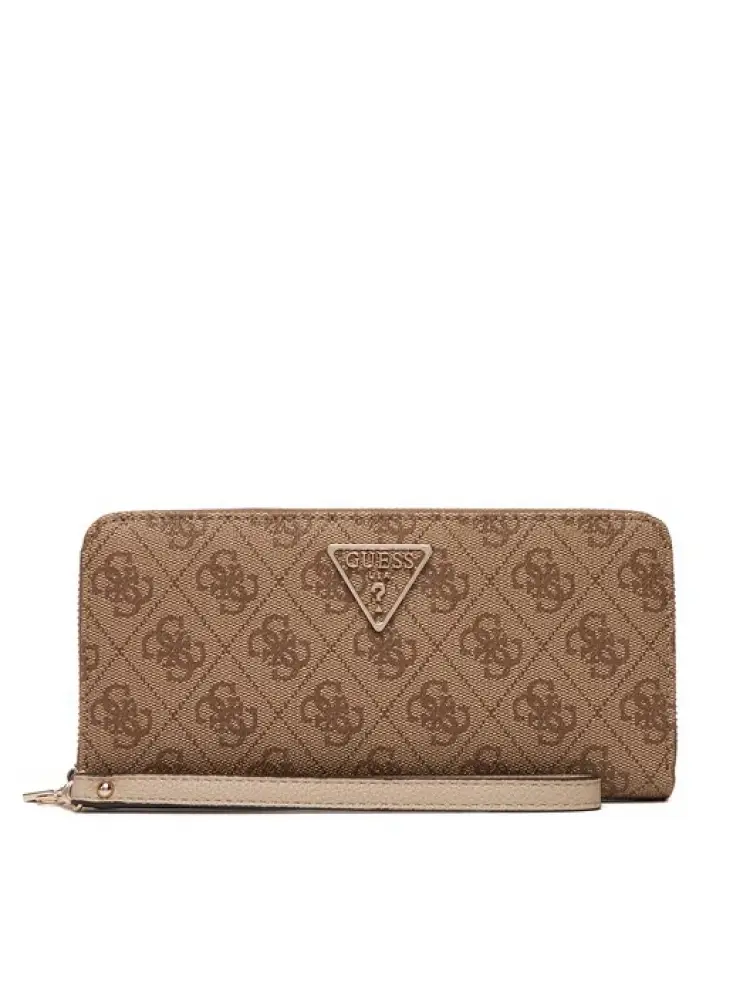 portafoglio grande da donna laurel ii zip around in ecopelle beige scuro logo all over