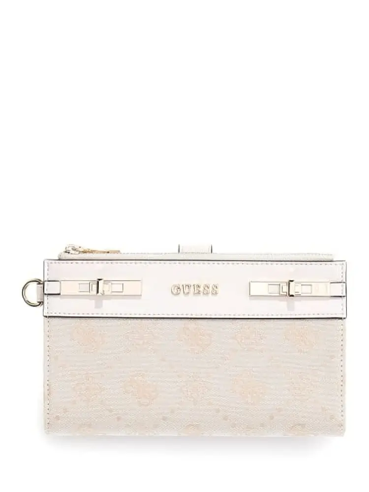 portafoglio melinda logo con zip e organizer panna