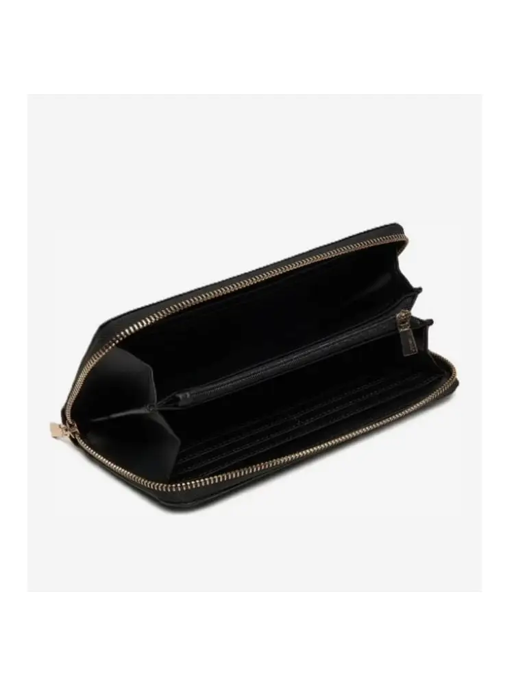 portafoglio nero donna con logo miniatura 3