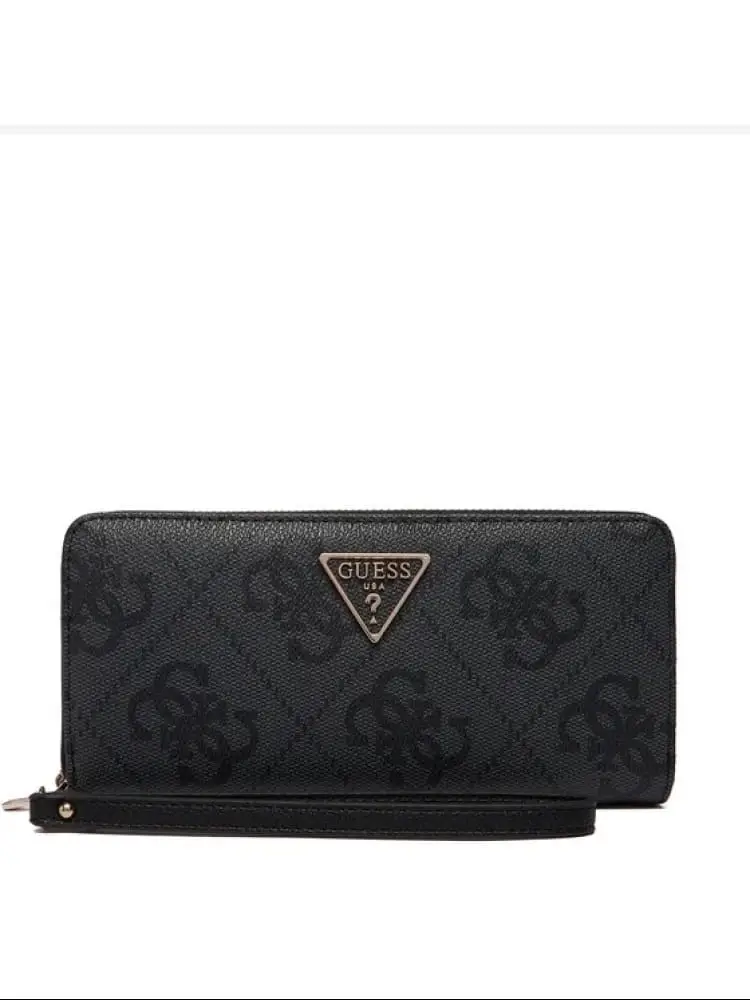 portafoglio nero donna logo all over