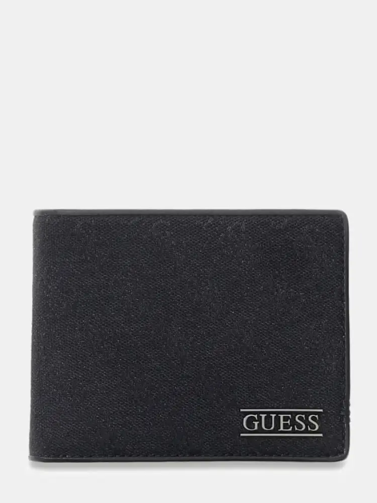 portafoglio uomo boston bifold m nero con logo all over