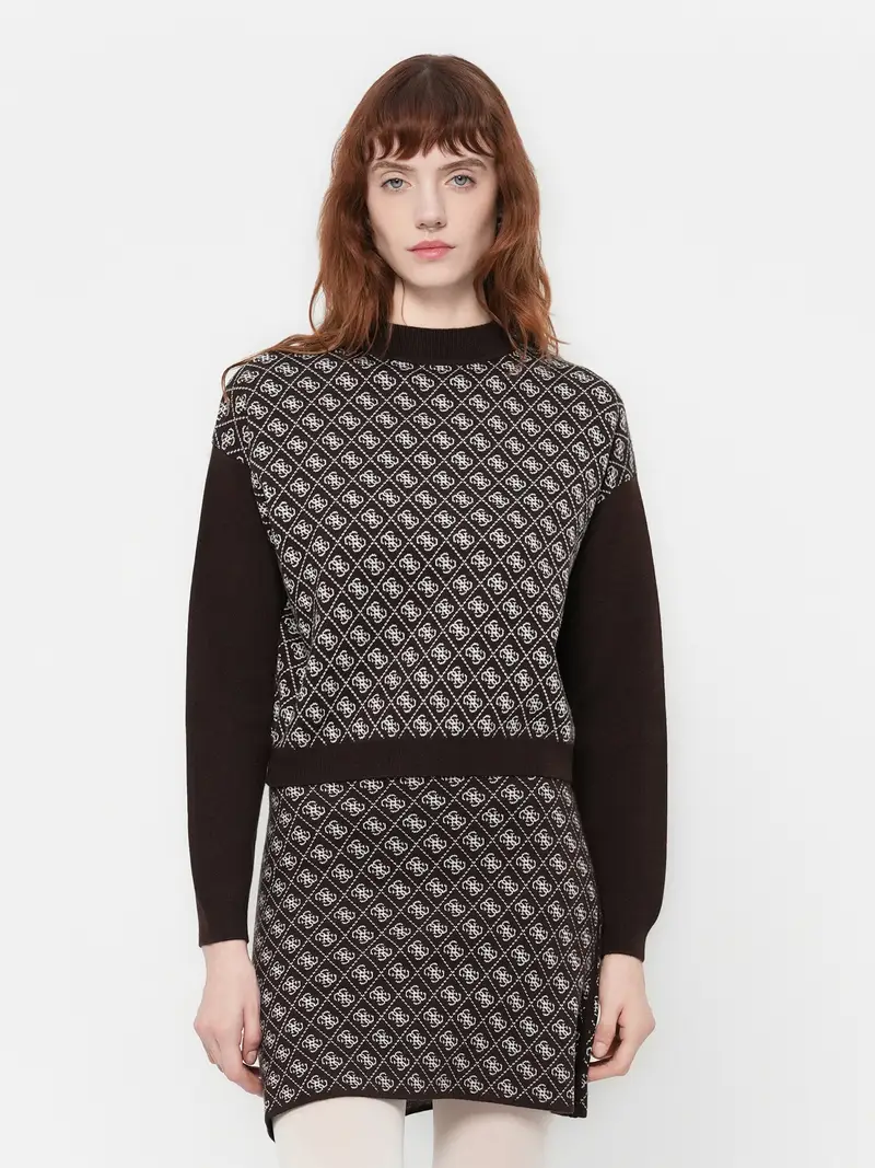 Pullover 'AUBREY 4G' marrone / bianco miniatura 2