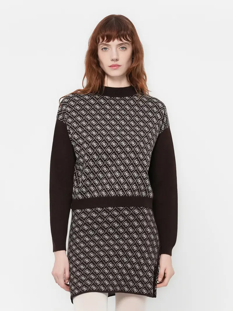 Pullover AUBREY 4G marrone / bianco miniatura 2