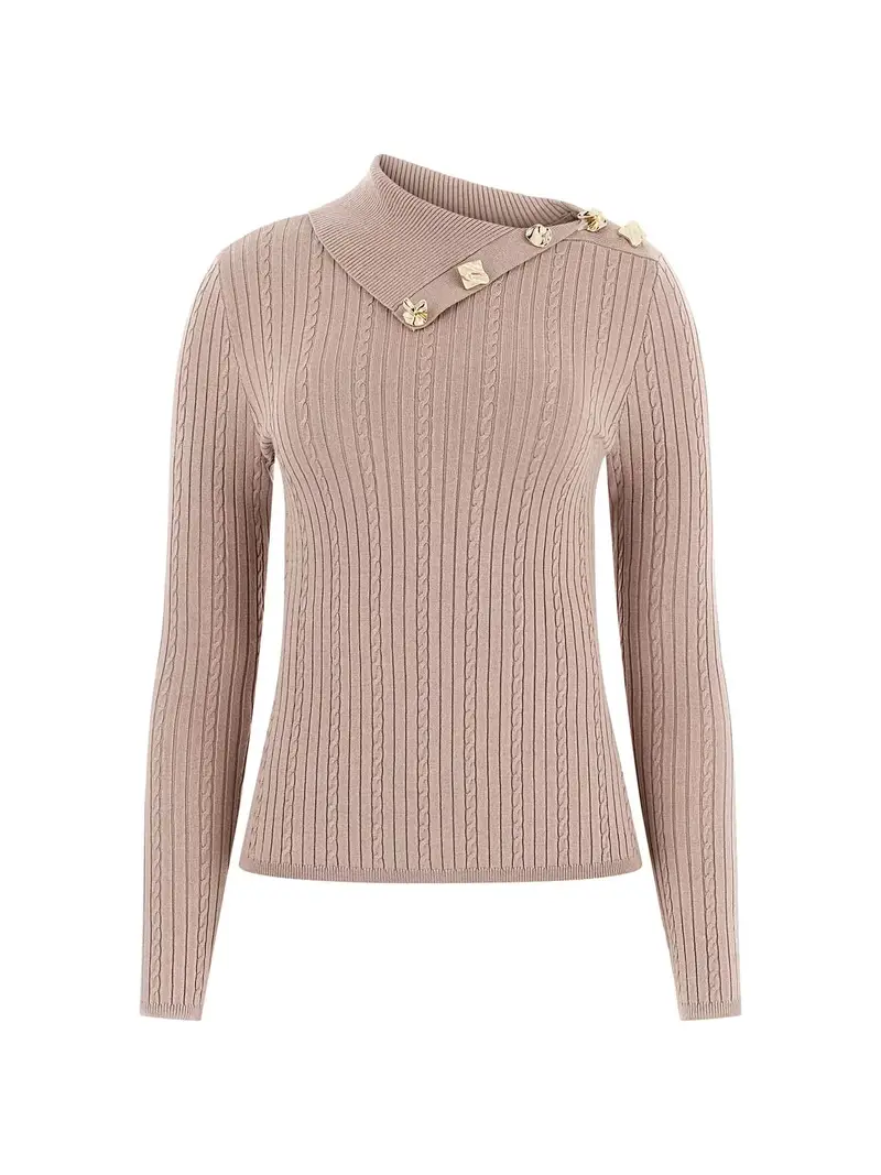 Guess Pullover donna beige con maniche lunghe