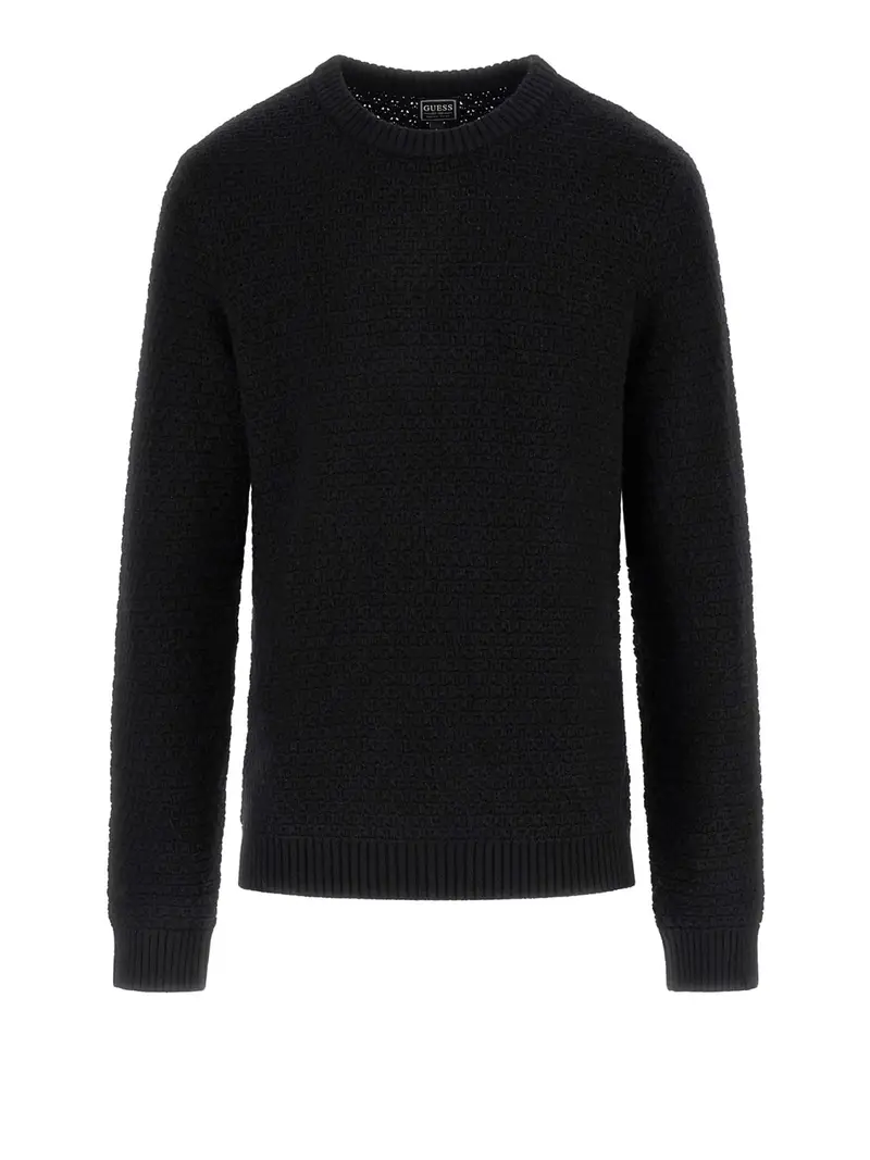 pullover guess open stitch arlo da uomo - nero
