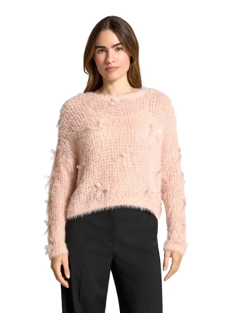 Guess Pullover donna rosa con dettagli unici miniatura 3