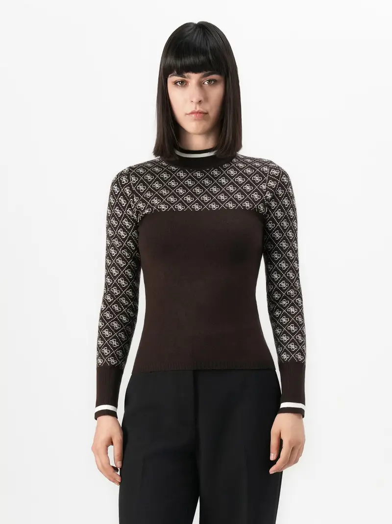 Pullover marrone / bianco miniatura 2