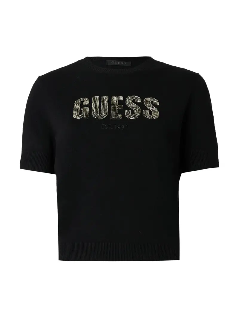 Guess Pullover Donna nero e argento con logo