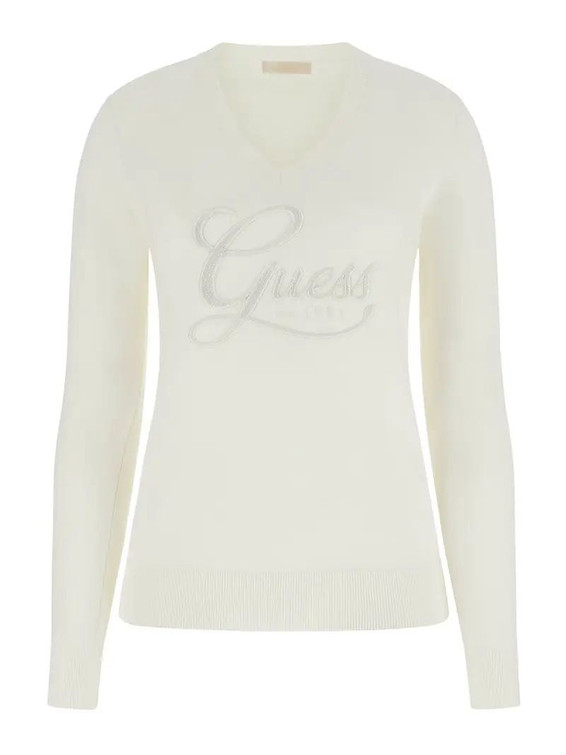 Guess Pullover Donna Bianco con Logo