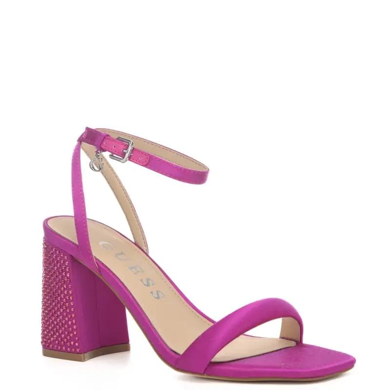 Guess sandali da donna con tacco largo e medio e cinturino in pelle fucsia pink miniatura 2