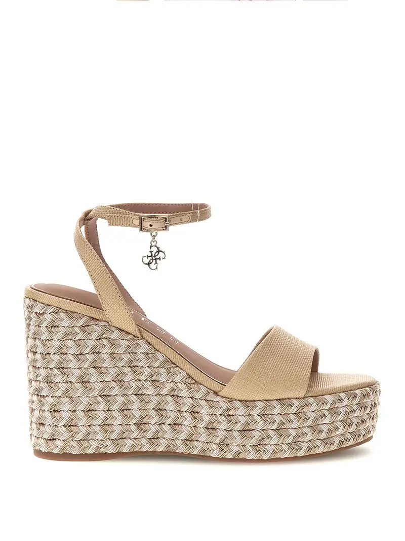 sandalo guess everly platform da donna - beige