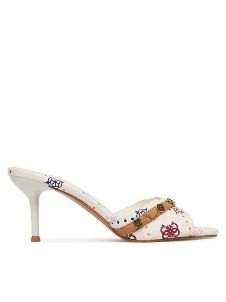 scarpa donna aperta bianca con logo all over