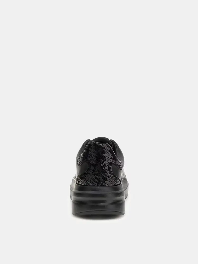 scarpe nere donna in pelle logo sul lato dettagli paillettes tono su tono miniatura 3