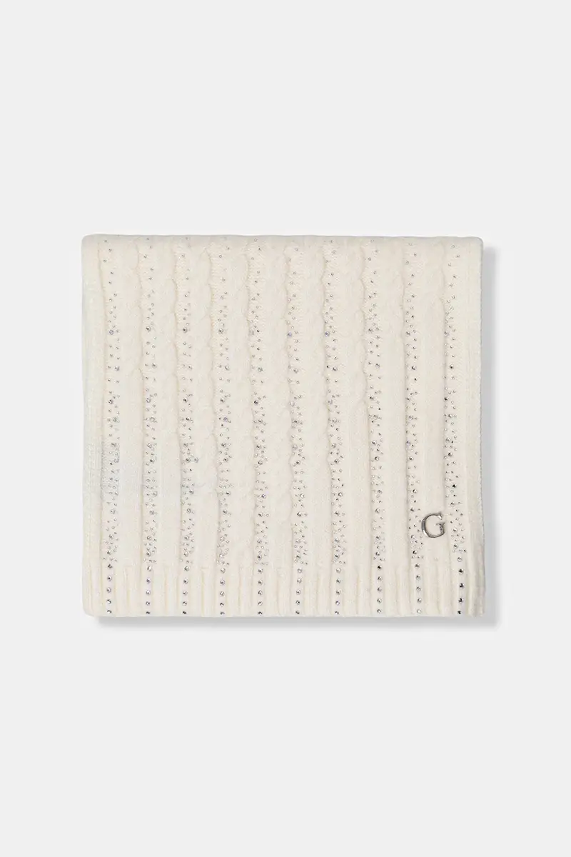 sciarpa donna colore beige con applicazione AW5384 POL03 miniatura 2