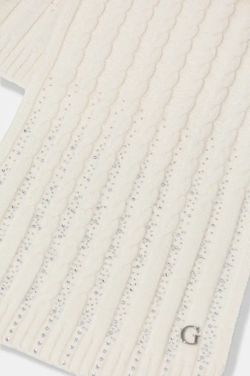 sciarpa donna colore beige con applicazione AW5384 POL03 miniatura 3