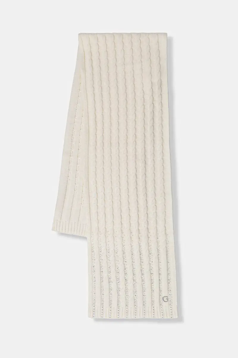 sciarpa donna colore beige con applicazione AW5384 POL03