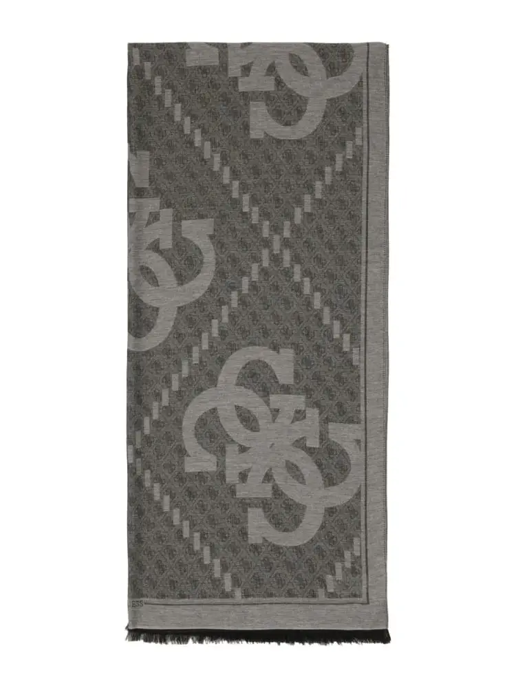 sciarpa in modal jacquard grigio logo all over