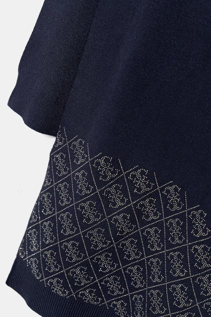 sciarpa NORA donna colore blu navy con applicazione W5BZ21 Z2NQ2 miniatura 2