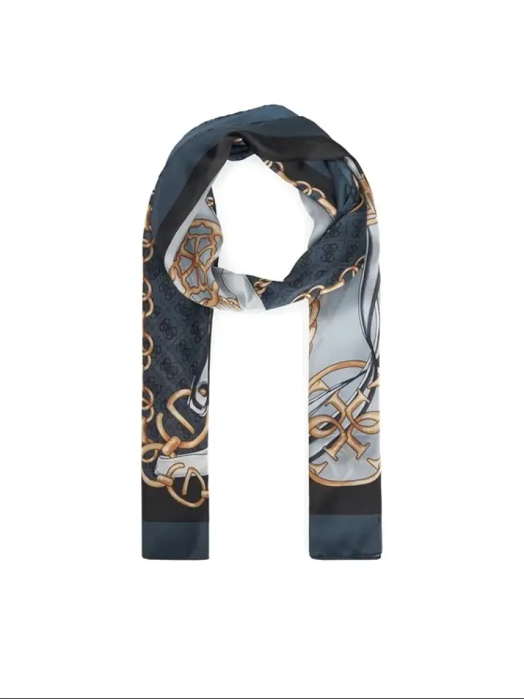 sciarpa scialle grigio scuro con stampa catena