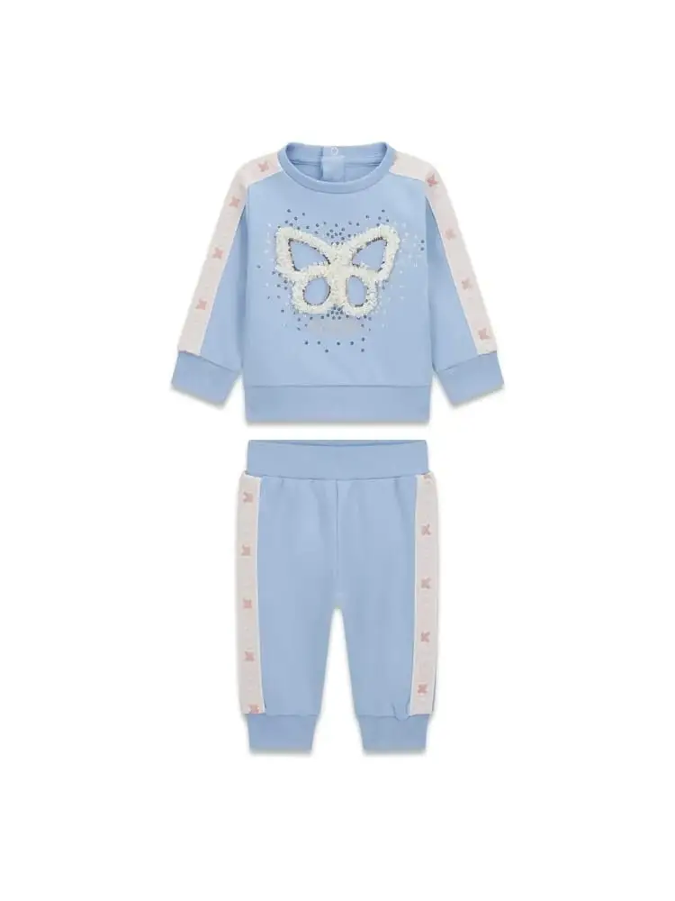 set celeste neonata maxi logo