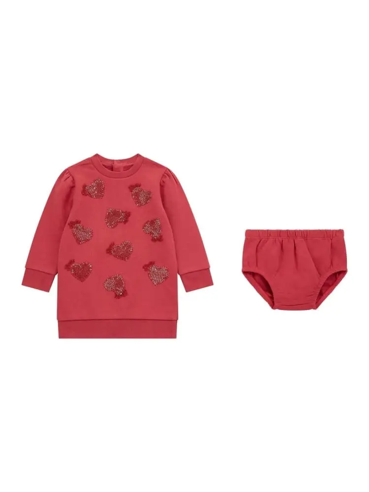 set infant abitino e mutandina fragola con logo all over davanti