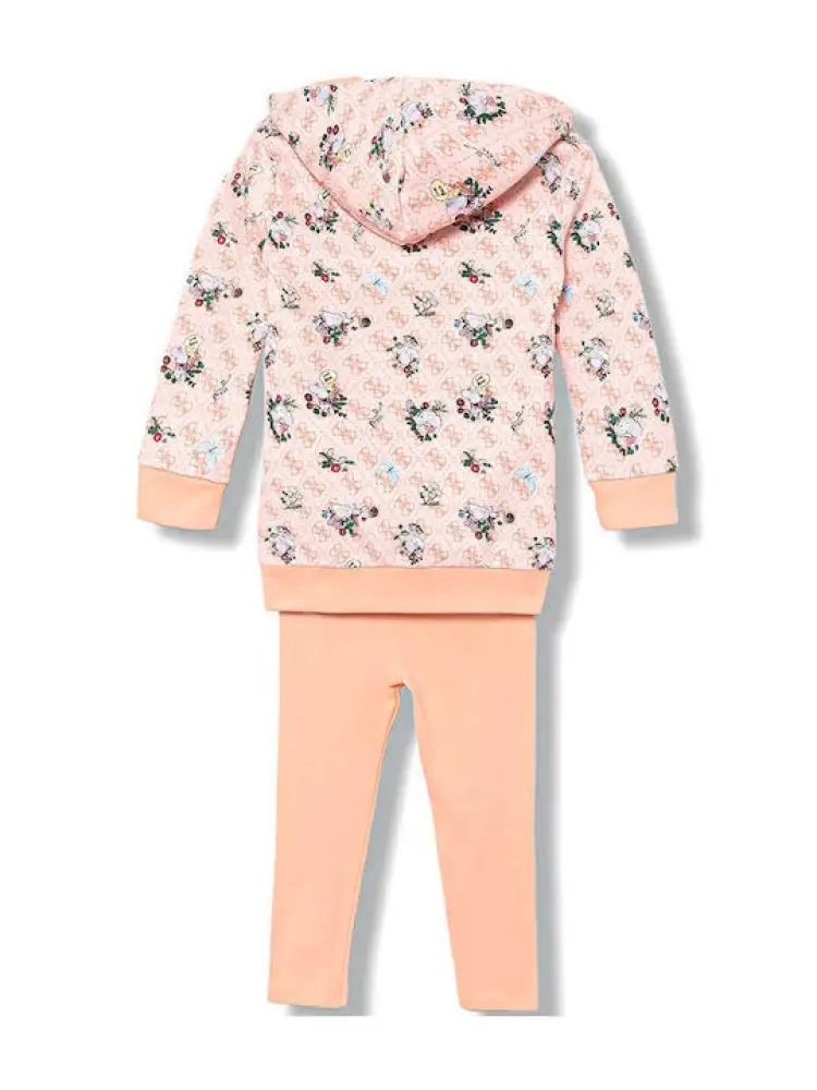 set salmone bambina felpa e leggings logo all over miniatura 2