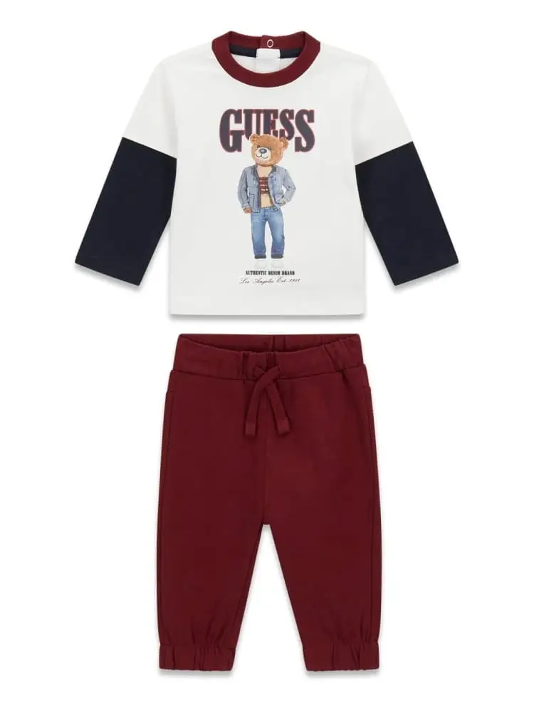 set tuta t-shirt manica lunga e pantalone logo teddy