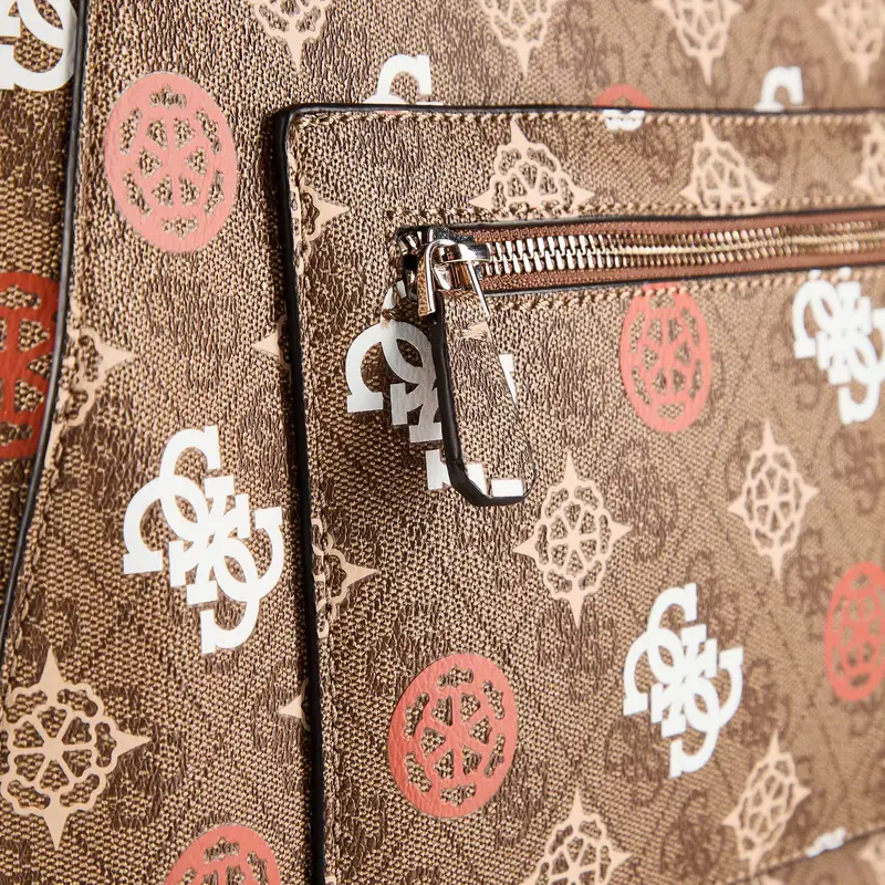 Guess Borsa Shopper Eliette marrone, arancione e bianco miniatura 3