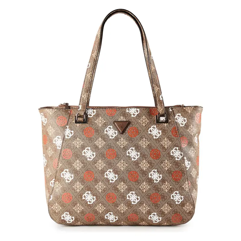 Guess Borsa Shopper Eliette marrone, arancione e bianco