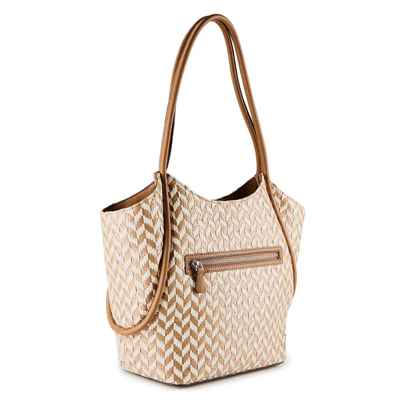 Shopper Tessi crema / marrone miniatura 2