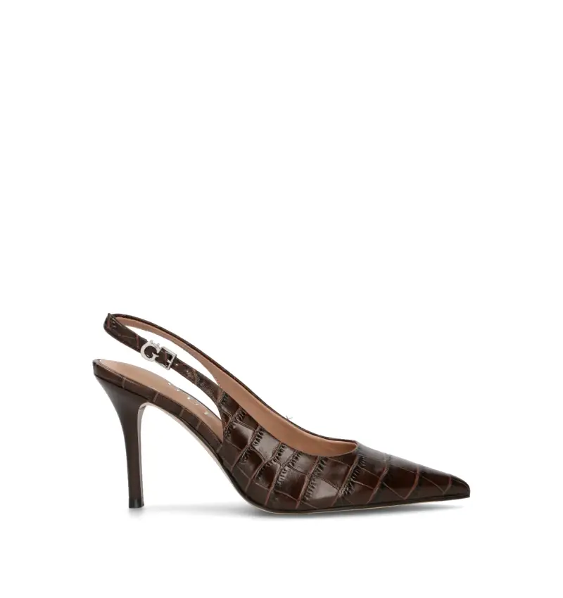 Slingback donna marrone in pelle Vario