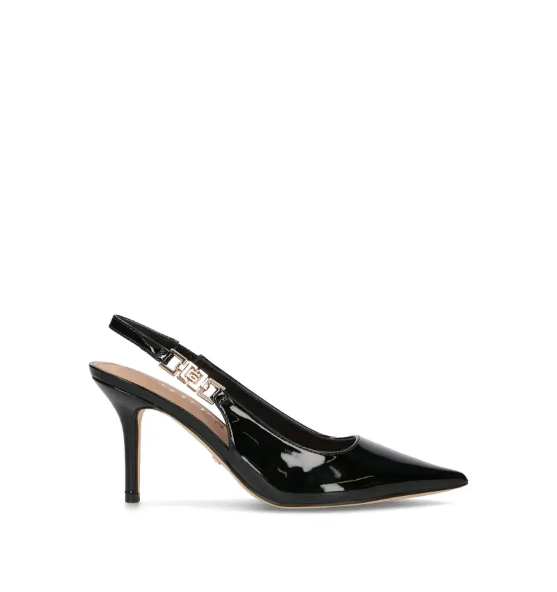 Guess Slingback donna nera in materiale sintetico effetto vernice