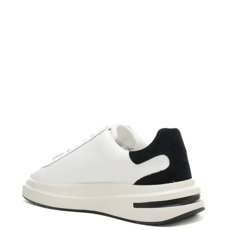 sneakers da donna con inserto in suede a contrasto colore sul retro bianco nero miniatura 3