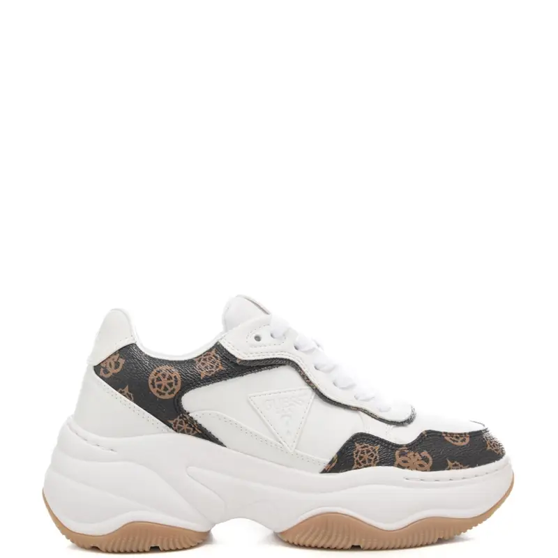 sneakers da donna runner hapyy con stampa peony e logo 4g bianco marrone