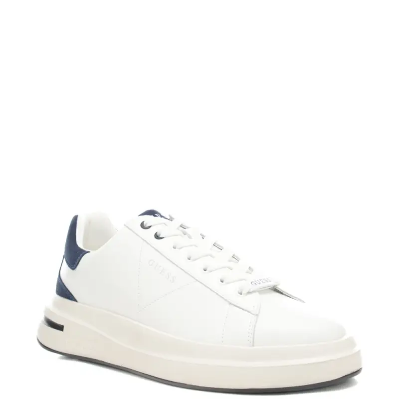 sneakers da uomo con inserto a contrasto in suede sul retro bianche blu miniatura 2